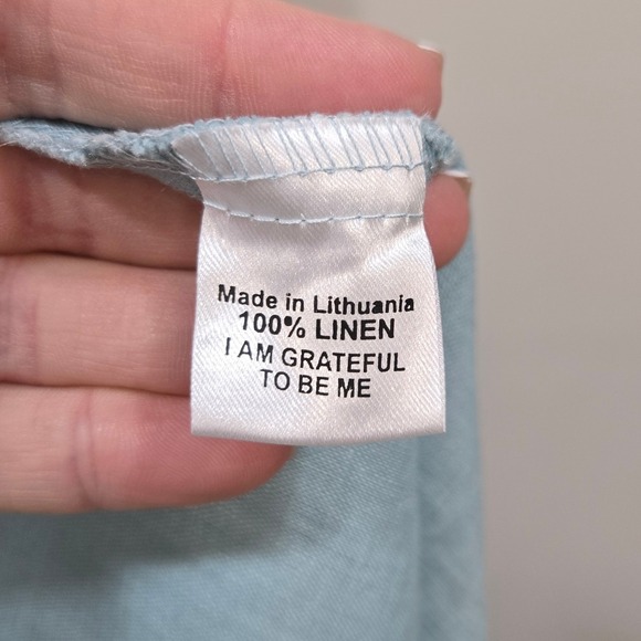 FLAX Linen Midi Slip Dress Medium Pastel Blue Minimalist Coastal Sundress Scandi - Picture 6 of 9